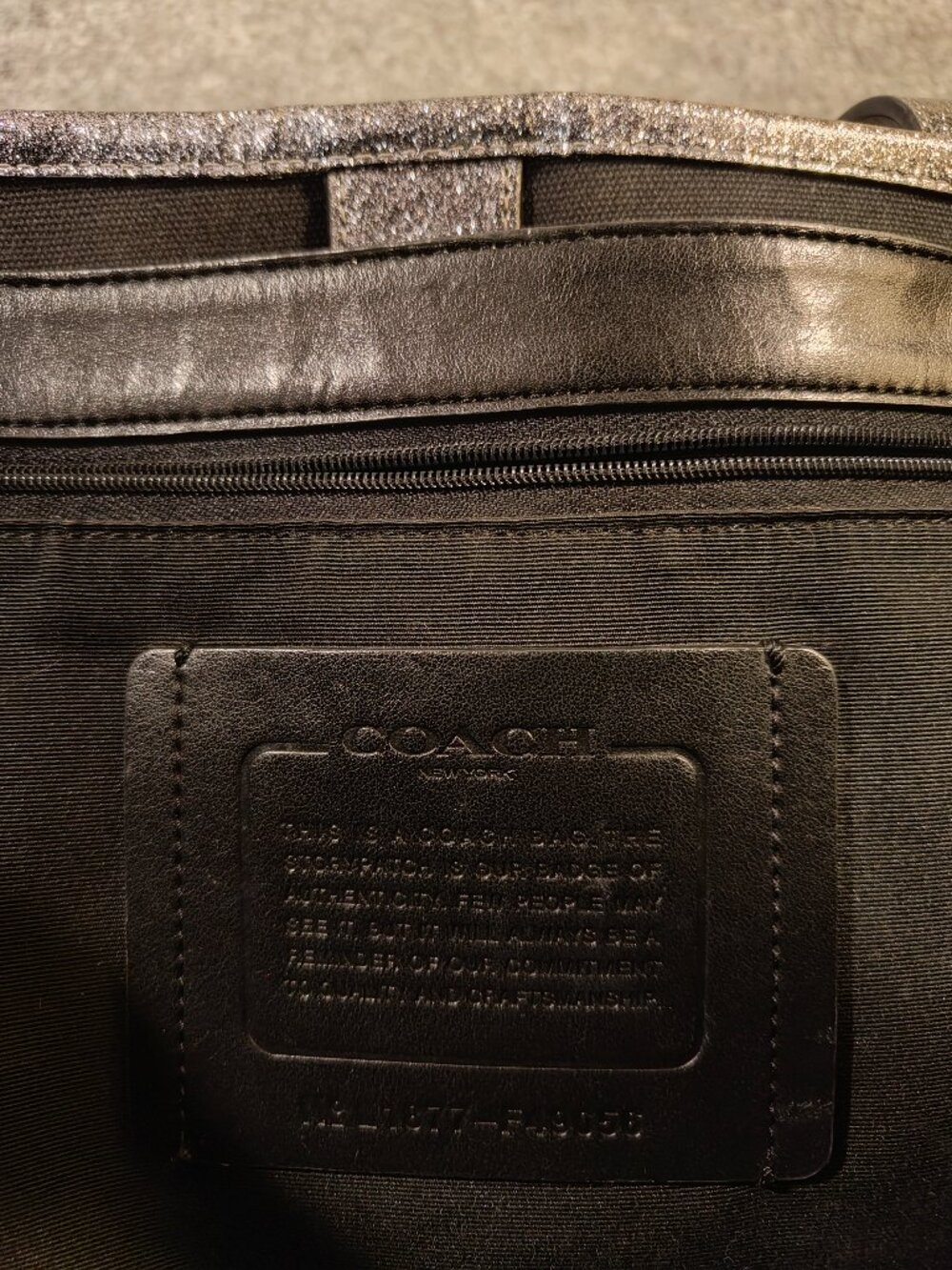 Coach Metallic Silver Leather Tote Bag - Picture 4 of 6